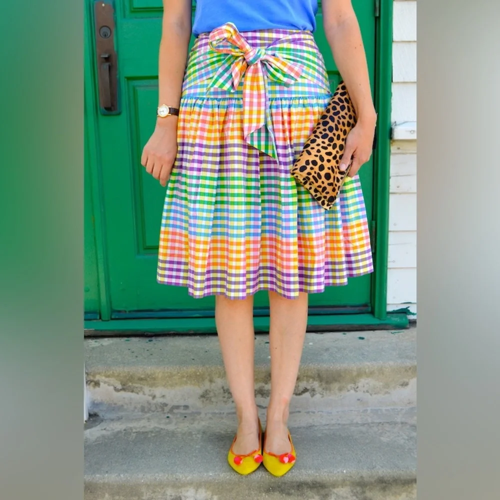 J Crew Tie Front Rainbow Skirt‎